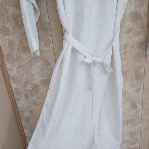 Vintage MS. Chaus Dress Formal Wedding White Rose Floral Shoulder Pads Size 10 - Picture 7 of 9